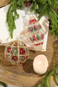 Decorator's Warehouse 4"-6" Red/Green Faceted Glass Ball/Finial Ornament > Christmas Decor|Christmas Ornaments