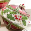 Decorator's Warehouse 4" - 6" Red & Green Plaid & Holly Glass Ornament > Christmas Decor|Christmas Ornaments