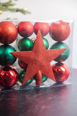 Decorator's Warehouse Red & Green Shatterproof Ornament & Star Set - 15 Ct > Sale|Christmas Sale