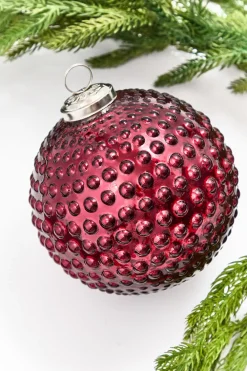 Decorator's Warehouse 5" Red Hobnail Glass Ornament > Christmas Decor|Christmas Ornaments