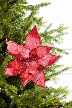 Decorator's Warehouse 22" Red Iced Poinsettia Stem > Nutcracker|Christmas Decor