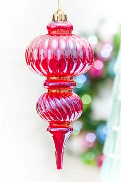Decorator's Warehouse 10" Red Iridescent Chandelier Ornament > Retro Brites|Christmas Decor
