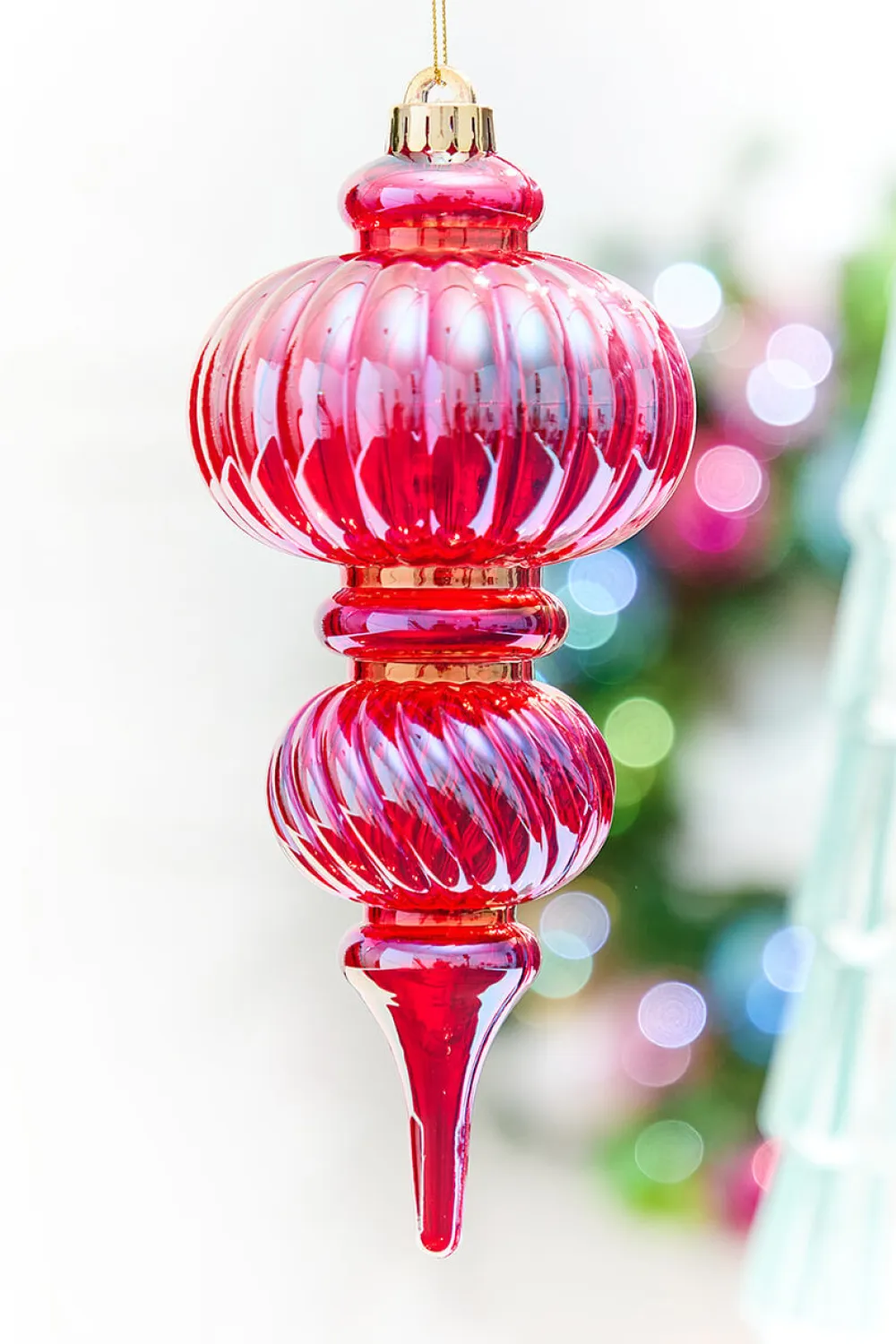 Decorator's Warehouse 10" Red Iridescent Chandelier Ornament > Retro Brites|Christmas Decor