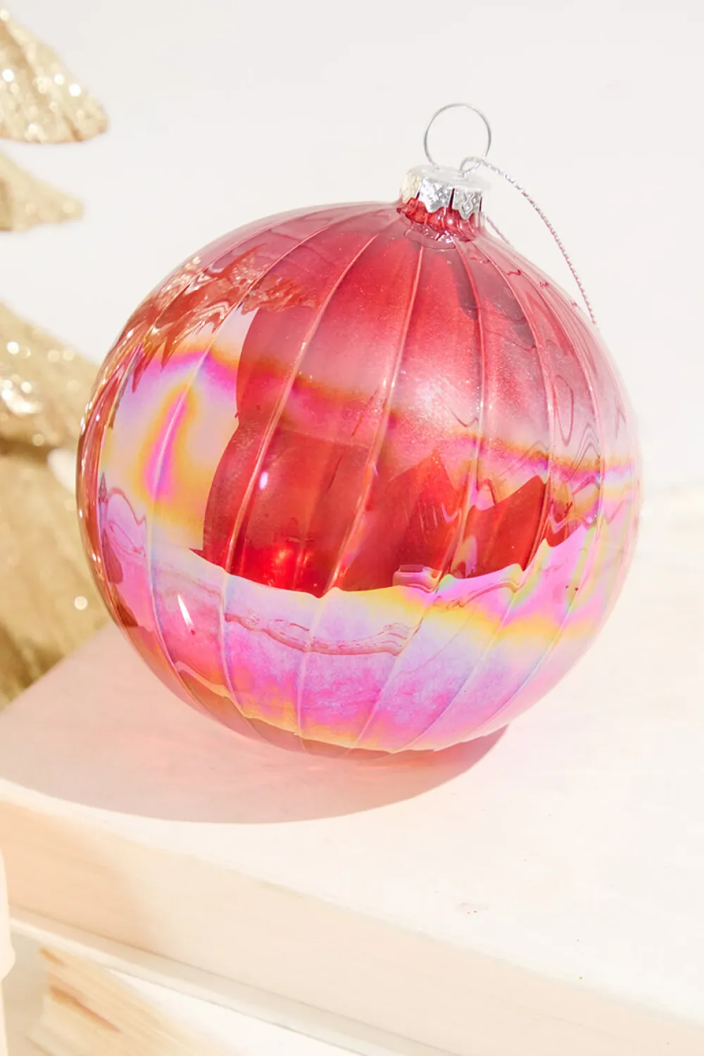 Decorator's Warehouse 4" Red Luster Ball Ornament > Christmas Decor|Merry & Bright