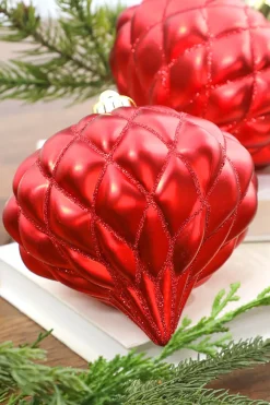 Decorator's Warehouse 6” Red Matte Diamond - Onion Finial - Set of 2 > Cardinal|Nutcracker