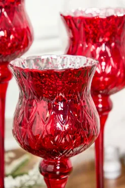 Decorator's Warehouse Red Mercury Glass Candle Holders - Set of 3 > Nutcracker|Christmas Decor