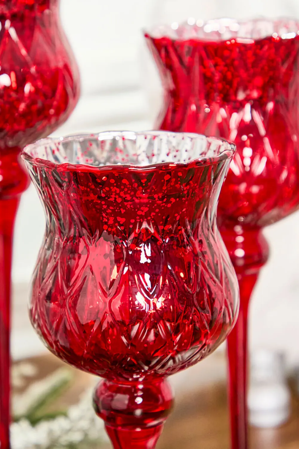 Decorator's Warehouse Red Mercury Glass Candle Holders - Set of 3 > Nutcracker|Christmas Decor