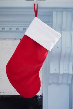 Decorator's Warehouse Red Stocking with White Trim > Christmas Decor|Christmas Textiles
