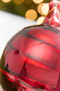 Decorator's Warehouse 5" - 8" Red Swirl Blown Glass Ornament > Christmas Decor|Red & Silver