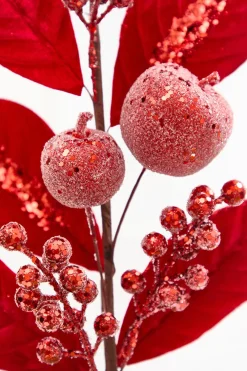Decorator's Warehouse 25.5" Red Velvet Berry & Apple Spray > Nutcracker|Christmas Sprays