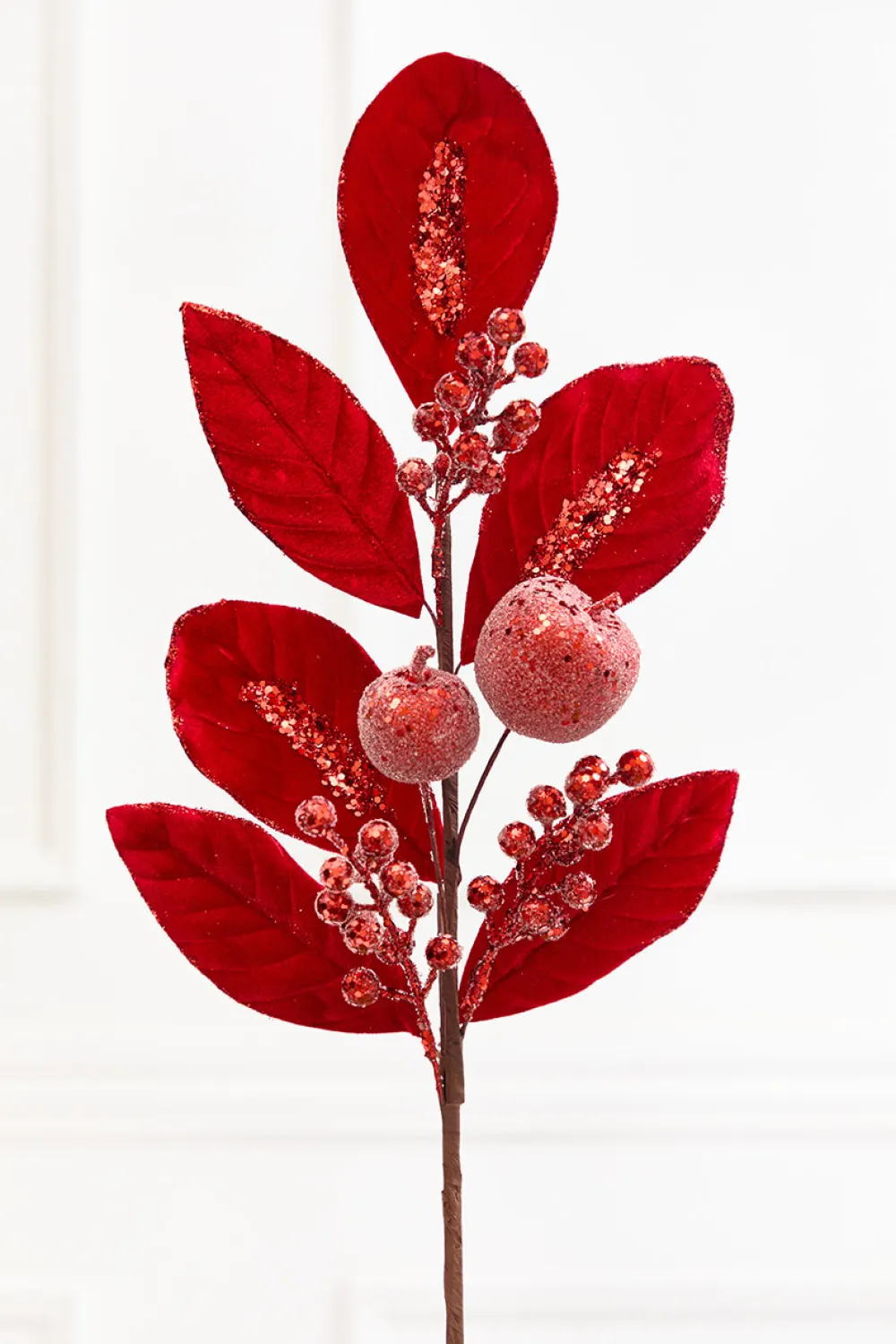 Decorator's Warehouse 25.5" Red Velvet Berry & Apple Spray > Nutcracker|Christmas Sprays