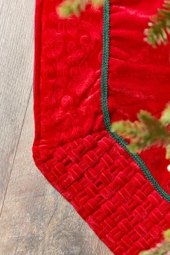 Decorator's Warehouse 54" Red Velvet Braided Edge Tree Skirt > Christmas Decor|Christmas Textiles