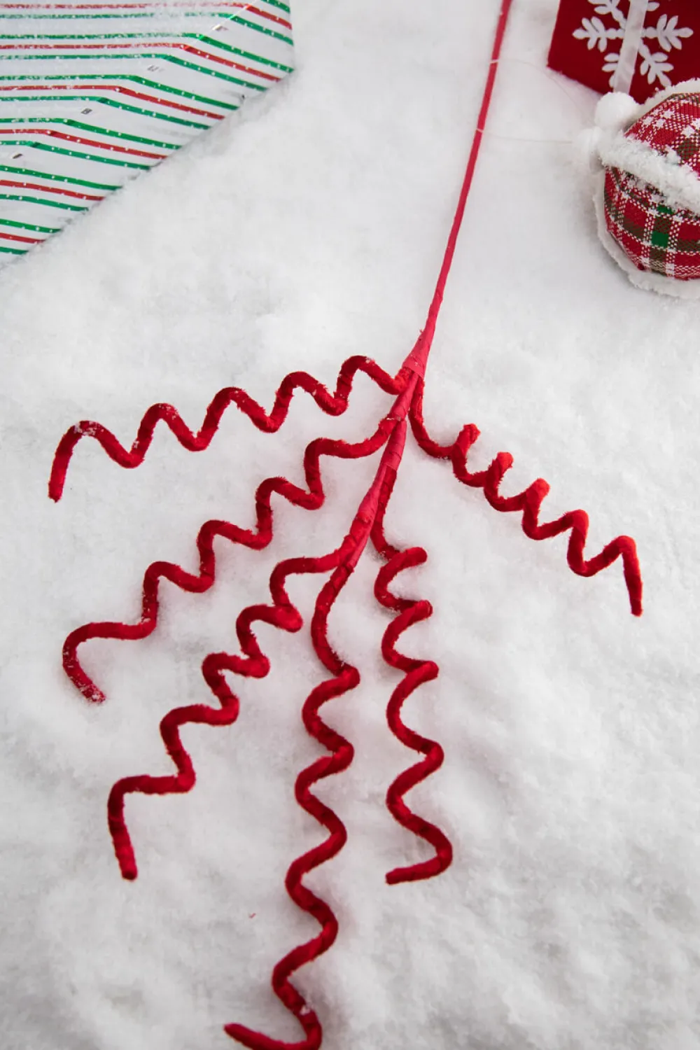 Decorator's Warehouse 25” Red Velvet Curly Spray > Christmas Sprays|Christmas Decor