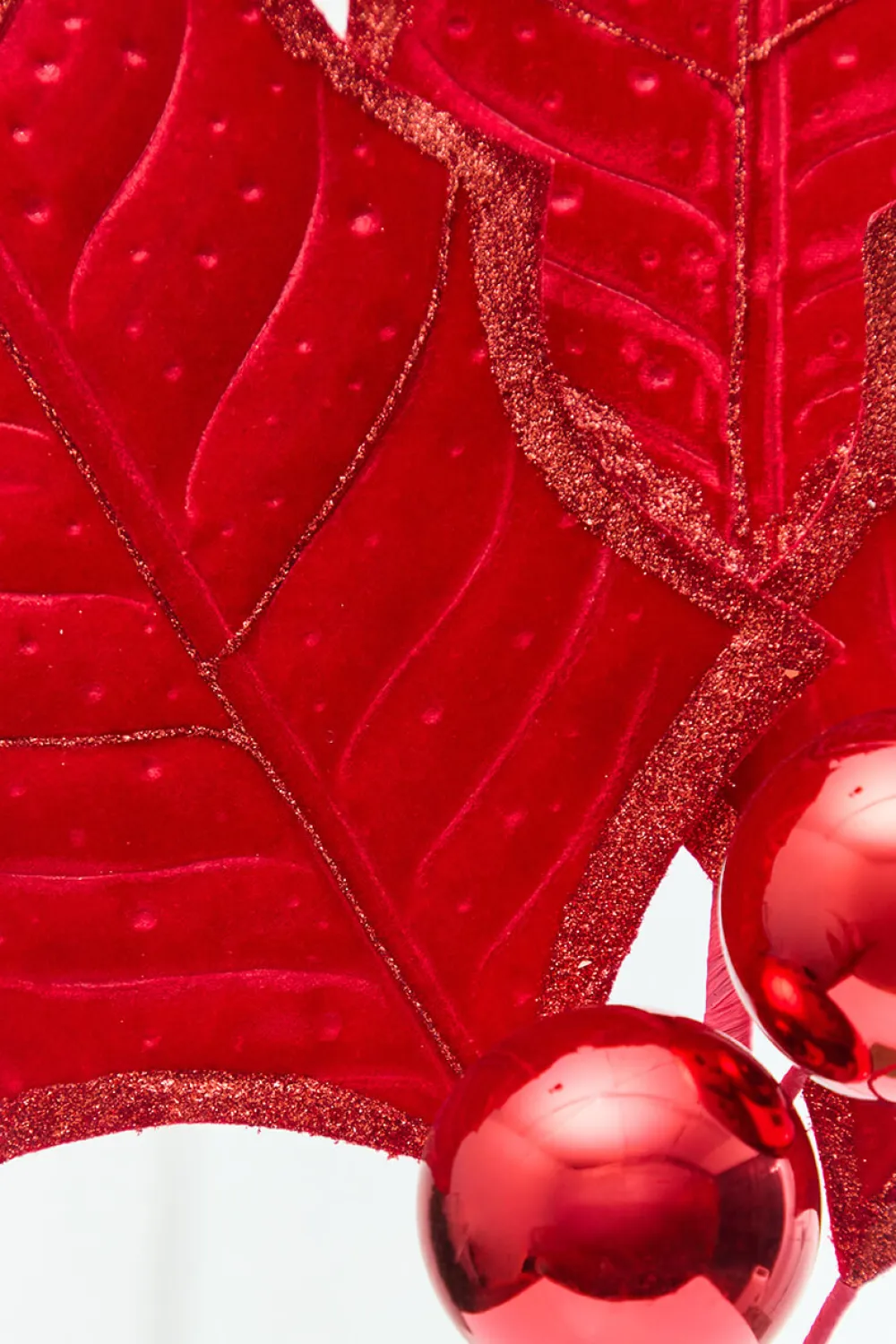 Decorator's Warehouse 39" Red Velvet Holly Leaves Spray > Nutcracker|Christmas Sprays