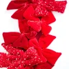 Decorator's Warehouse 48" Red Velvet Sequin Bow Garland > Christmas Decor|2026 New Additions