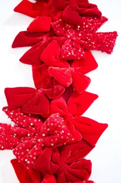 Decorator's Warehouse 48" Red Velvet Sequin Bow Garland > Christmas Decor|2026 New Additions