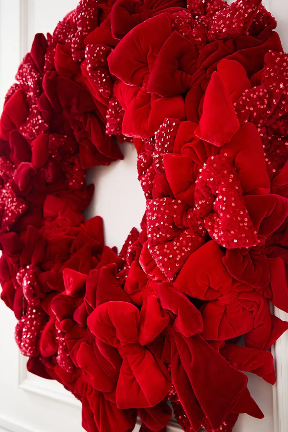 Decorator's Warehouse 42" Red Velvet Sequin Bow Wreath > Christmas Decor|All Wreaths
