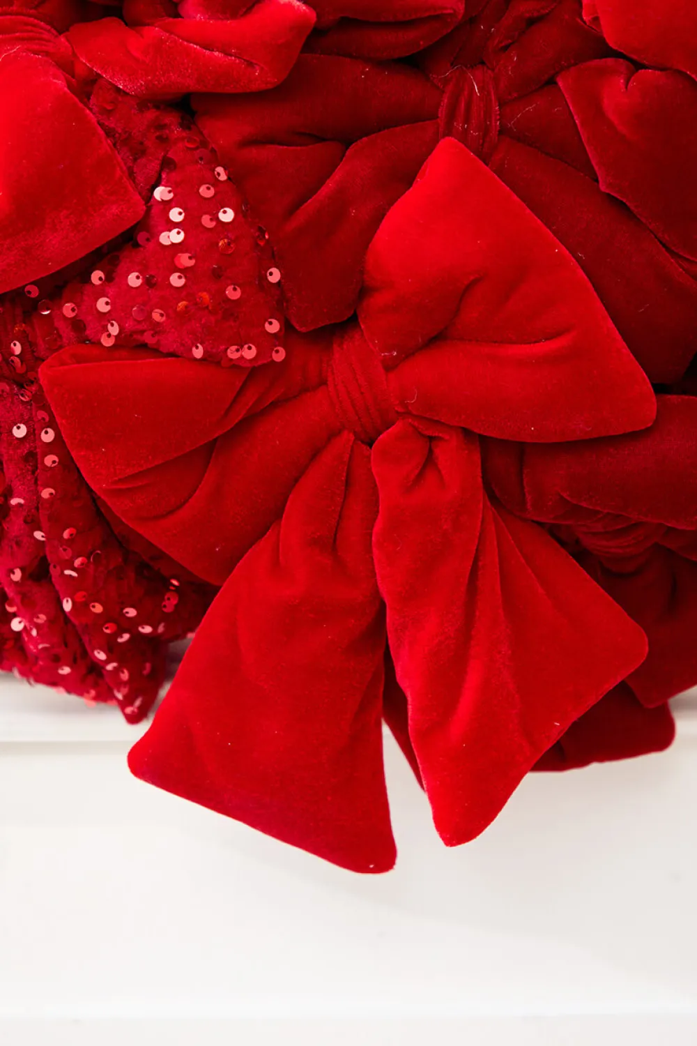 Decorator's Warehouse 42" Red Velvet Sequin Bow Wreath > Christmas Decor|All Wreaths