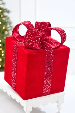 Decorator's Warehouse 16" Red Velvet Sequin Gift Box > Traditional|Christmas Accents