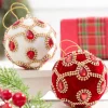 Decorator's Warehouse 4" Red Velvet with Jewel & Rhinestone Ball Ornament > Christmas Decor|Jewel Tones