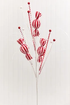 Decorator's Warehouse 32" Red & White Candy Glitter Grass Spray > Christmas Decor|2026 New Additions