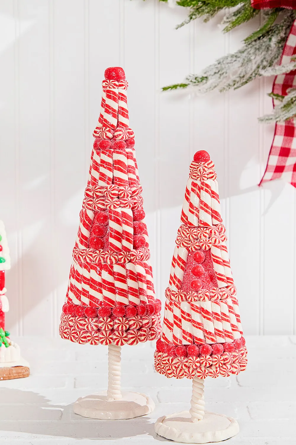 Decorator's Warehouse Red & White Clay Dough Candy Tree - Set Of 2 > Peppermint|Tabletop & Accent Trees