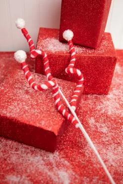 Decorator's Warehouse 24” Red & White Curly Stem with Ball > Christmas Sprays|Christmas Decor