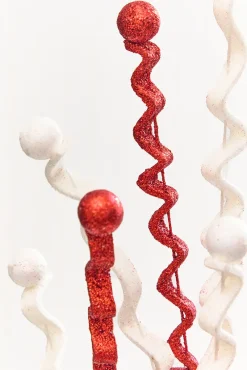 Decorator's Warehouse 33" Red & White Glitter Curly Spray > Christmas Decor|2026 New Additions