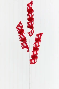 Decorator's Warehouse 28" Red & White Stripe Curly Spray > Christmas Sprays|Christmas Decor