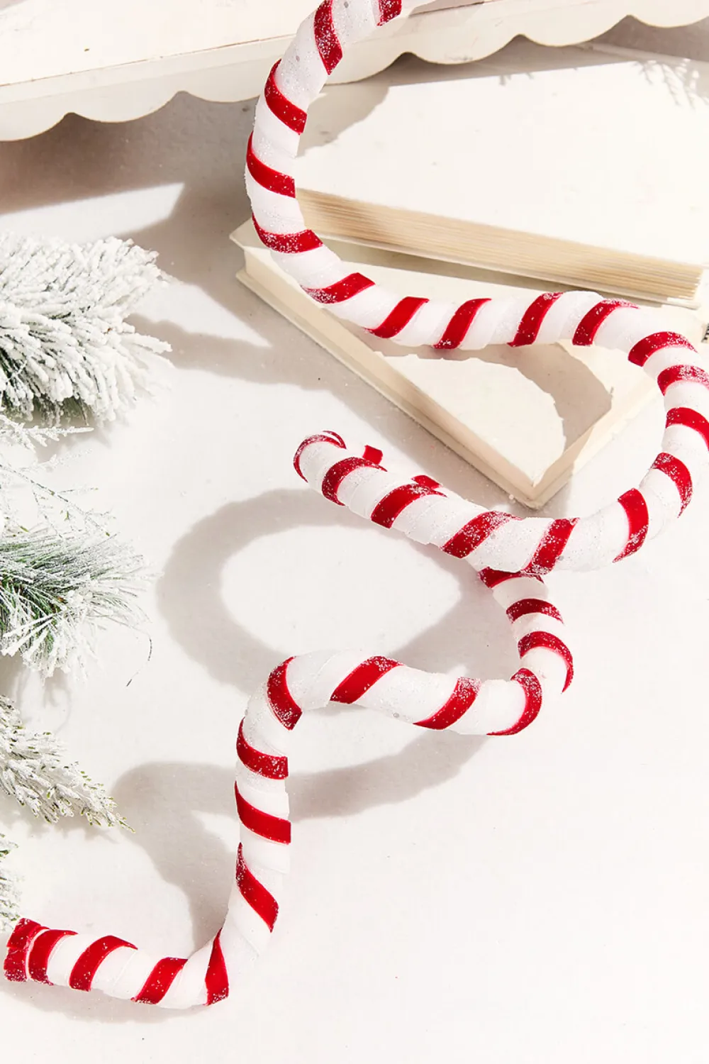 Decorator's Warehouse 60" Red & White Sweet Candy Stripe Garland > Christmas Decor|Peppermint