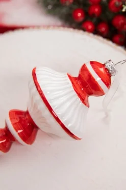 Decorator's Warehouse 7” Red & White Top Glass Ornament > Christmas Decor|Christmas Ornaments