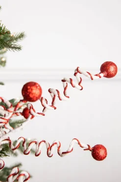 Decorator's Warehouse 24” Red & White Velvet Corkscrew Spray > Christmas Sprays|Christmas Decor