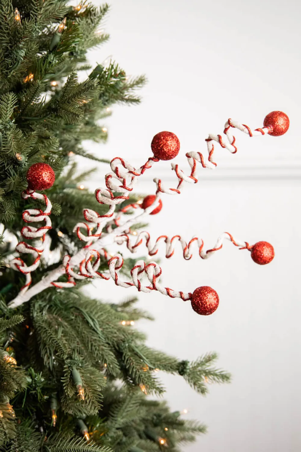 Decorator's Warehouse 24” Red & White Velvet Corkscrew Spray > Christmas Sprays|Christmas Decor