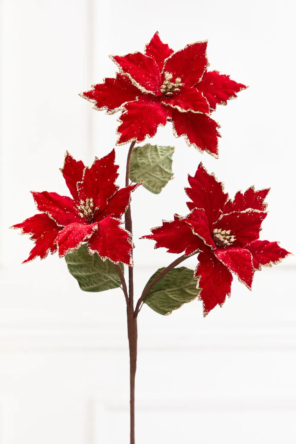 Decorator's Warehouse 26" Red with Gold Glitter Poinsettia Spray > Christmas Sprays|Christmas Decor