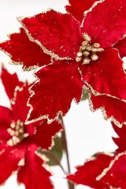 Decorator's Warehouse 26" Red with Gold Glitter Poinsettia Spray > Christmas Sprays|Christmas Decor