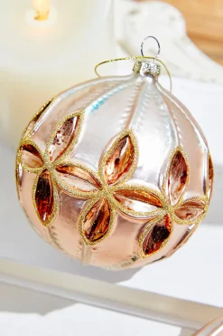 Decorator's Warehouse 4" - 6" Reflector Pattern Glass Ornament - Champagne and Gold > Christmas Decor|Natural Elegance