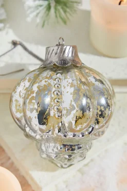 Decorator's Warehouse 4.5" Regal Beaded Elizabethan Mercury Glass Ornament > White Christmas|Christmas Decor