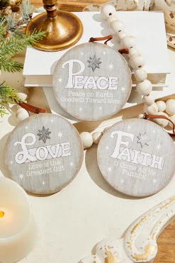 Decorator's Warehouse 4.5" Religious Wood Disc Ornament > Christmas Decor|Nativity Ornaments