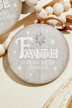 Decorator's Warehouse 4.5" Religious Wood Disc Ornament > Christmas Decor|Nativity Ornaments