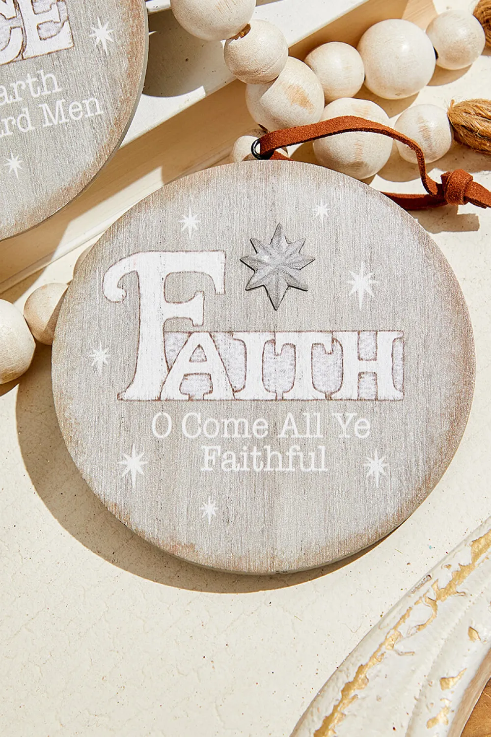 Decorator's Warehouse 4.5" Religious Wood Disc Ornament > Christmas Decor|Nativity Ornaments