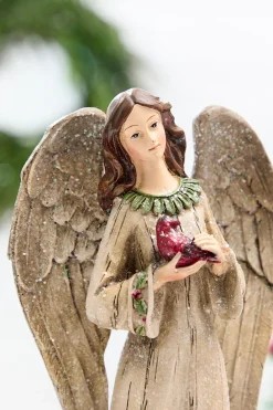 Decorator's Warehouse 12" Resin Angel with Cardinal > Cardinal|Santas & Angels