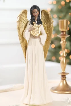 Decorator's Warehouse 13.25" Resin Angel with Harp > Santas & Angels|Christmas Decor
