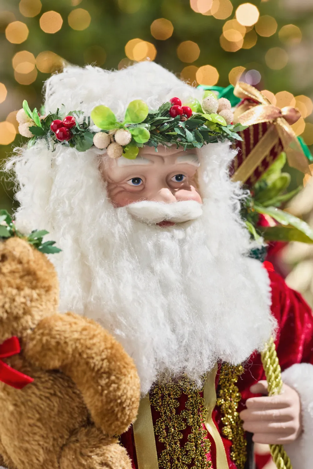 Decorator's Warehouse 24" Resin Botanica Santa With Bear And Ball > Traditional|Santas & Angels