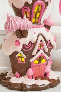 Decorator's Warehouse Resin Candy House with Led - Brown Pink > Santa'S Sweet Shoppe|Christmas Accents