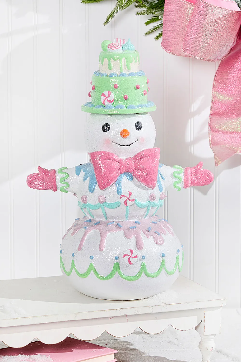 Decorator's Warehouse 17.5" Resin Candylicious Snowman With Bowtie > Santa'S Sweet Shoppe|Christmas Accents