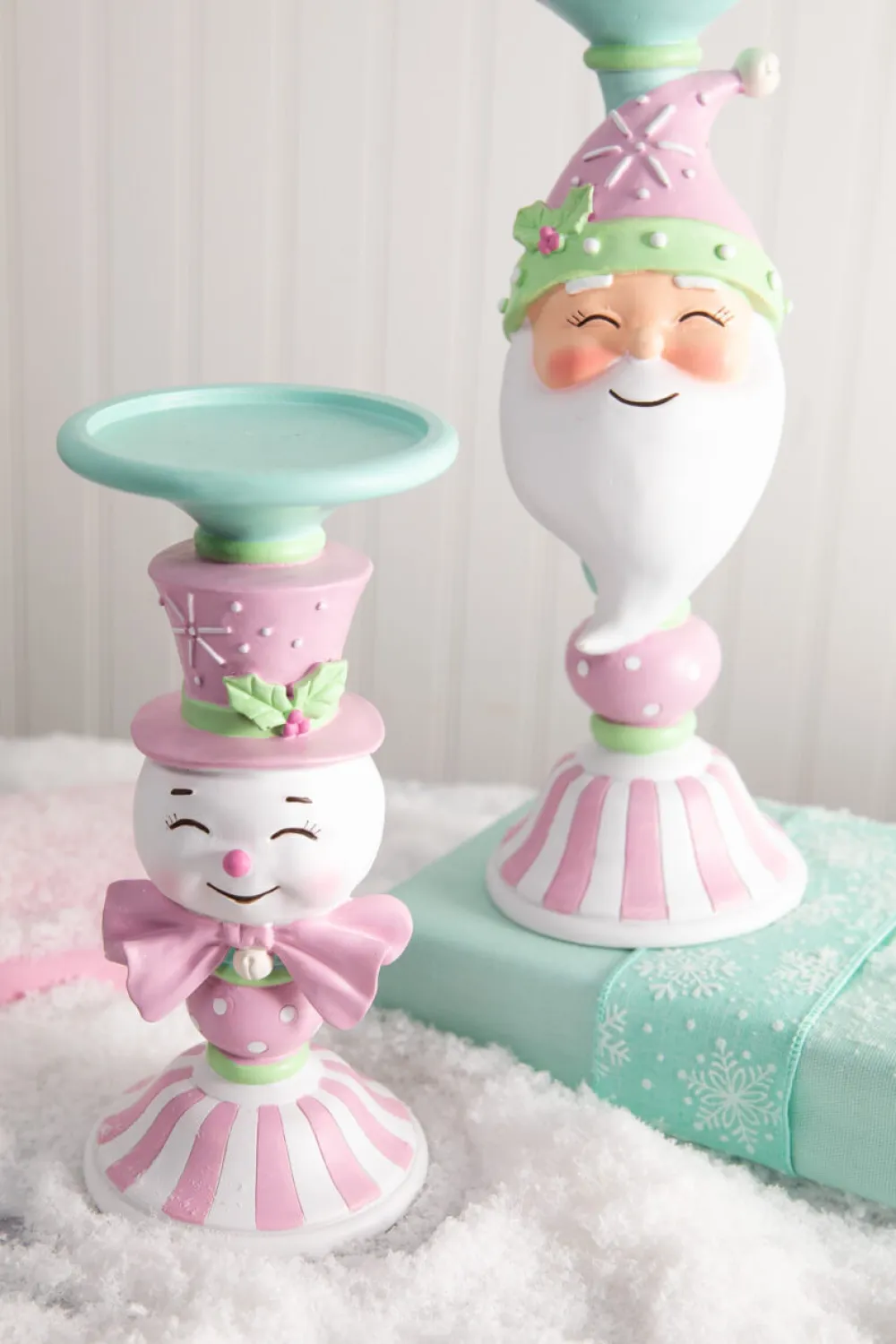 Decorator's Warehouse 12” Resin Candy Santa Candle Stand - Peppermint > Fun Gifts|Christmas Decor