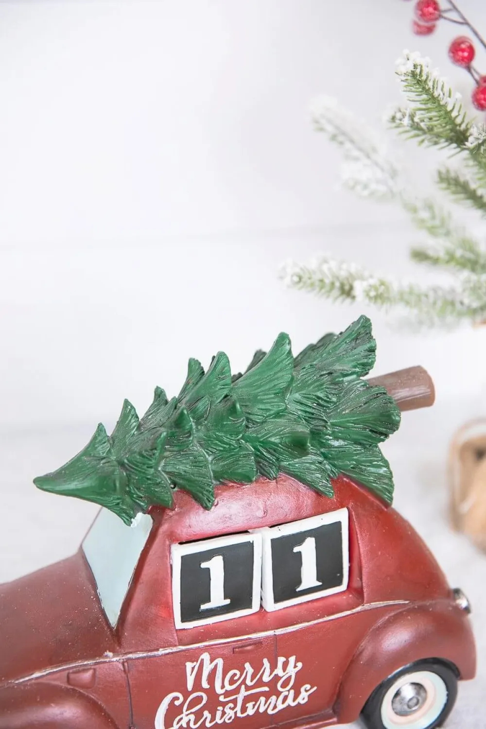 Decorator's Warehouse 11.5” Resin Countdown Calendar Holiday Truck with Christmas Tree > Farmhouse|Christmas Accents