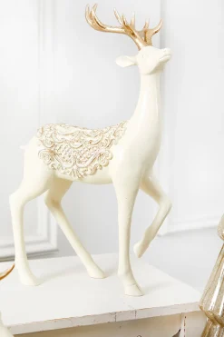 Decorator's Warehouse 14" Resin Deer with Scroll Saddle > Gold & Champagne|Natural Elegance