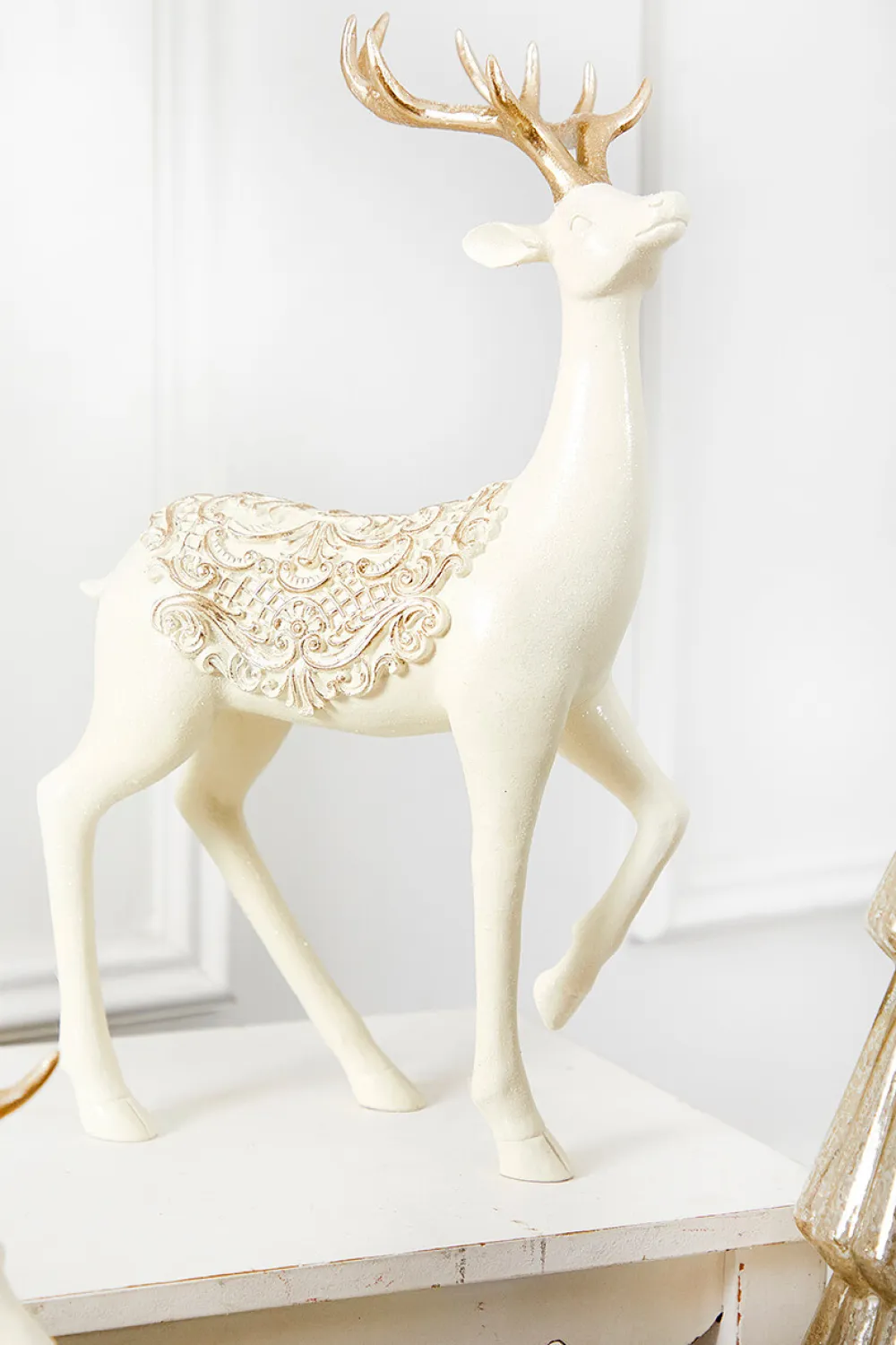 Decorator's Warehouse 14" Resin Deer with Scroll Saddle > Gold & Champagne|Natural Elegance