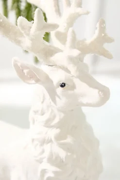 Decorator's Warehouse 20.5" Resin Frozen Forest Flocked Deer > White Christmas|Christmas Decor